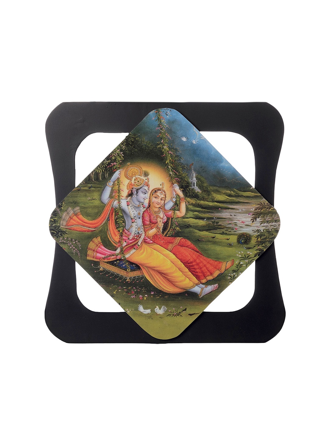 

eCraftIndia Multicoloured Radha Krishna Framed UV Wall Art, Multi
