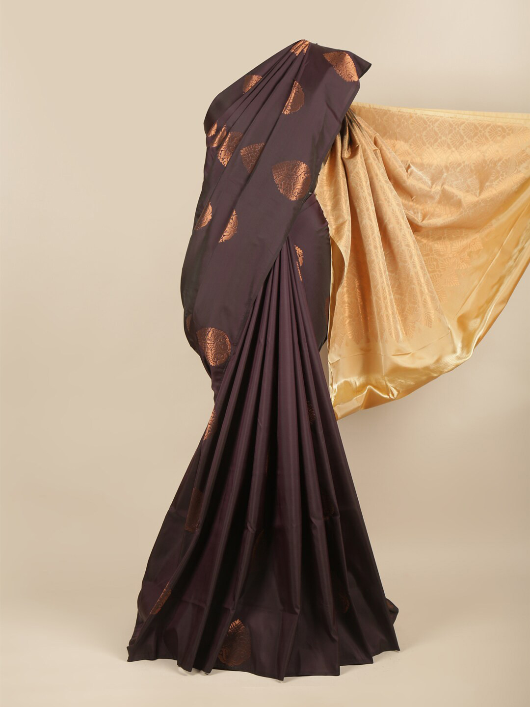 

Pothys Brown & Cream-Coloured Woven Design Zari Art Silk Saree