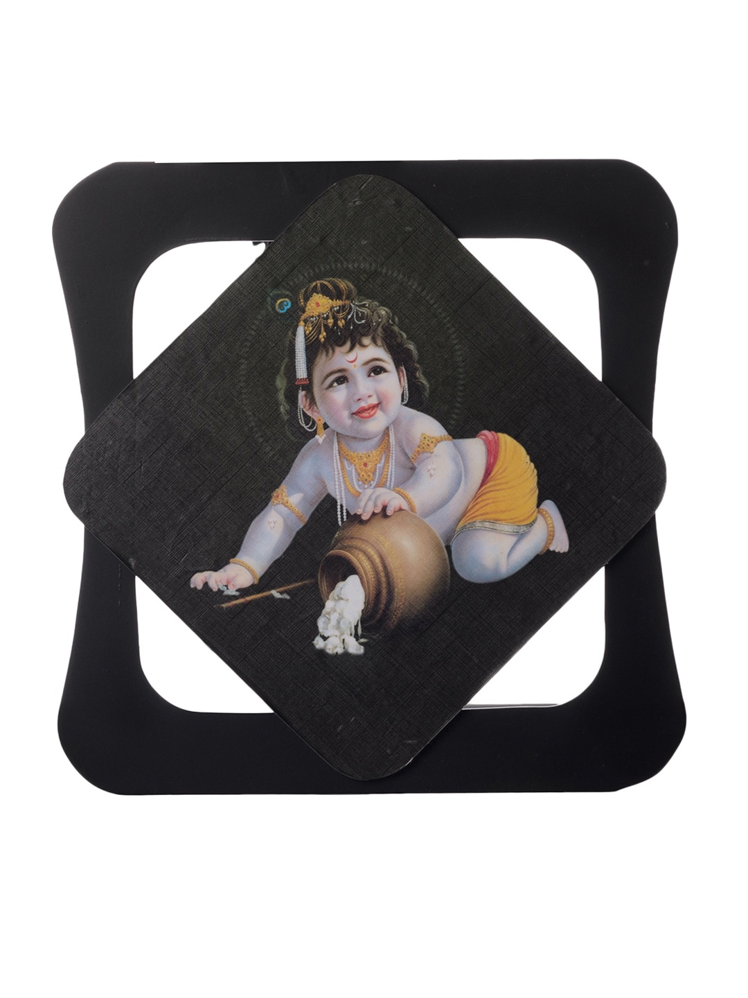 

eCraftIndia Black Gopal Sparkle Velvet Touch UV Wall Art
