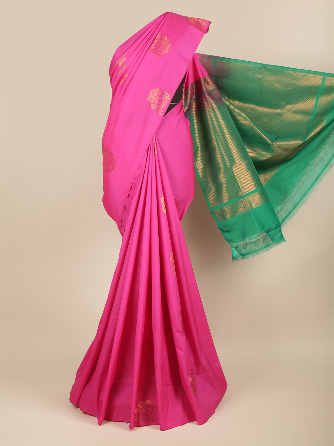 

Pothys Pink & Green Woven Design Zari Art Silk Saree