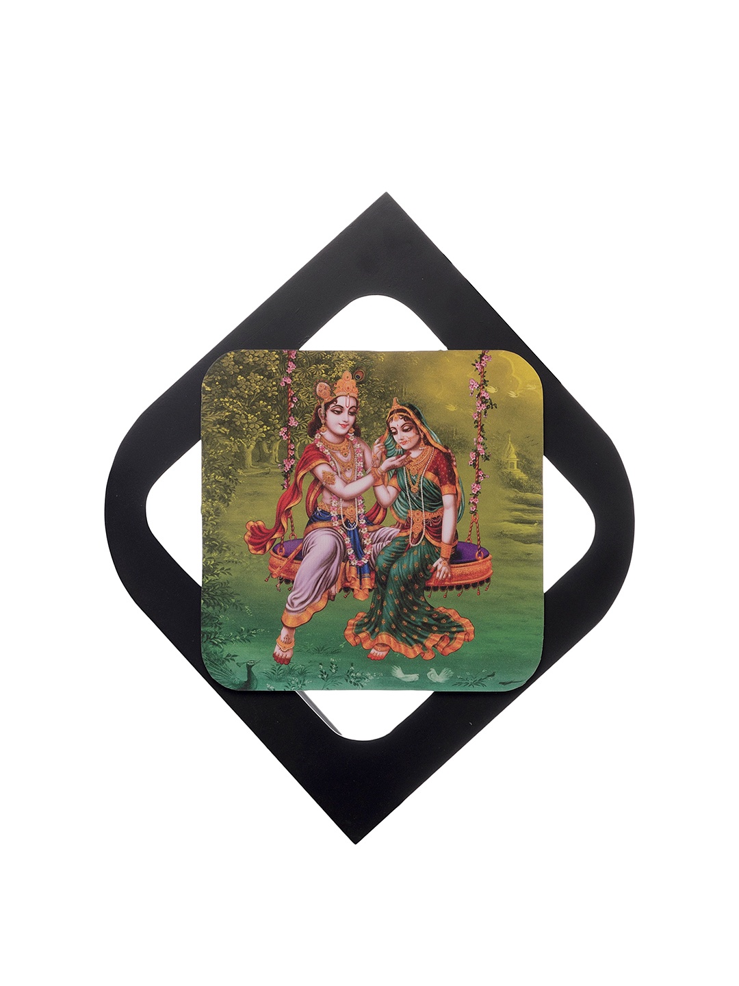 

eCraftIndia Multicoloured Radha Krishna Framed UV Wall Art, Multi