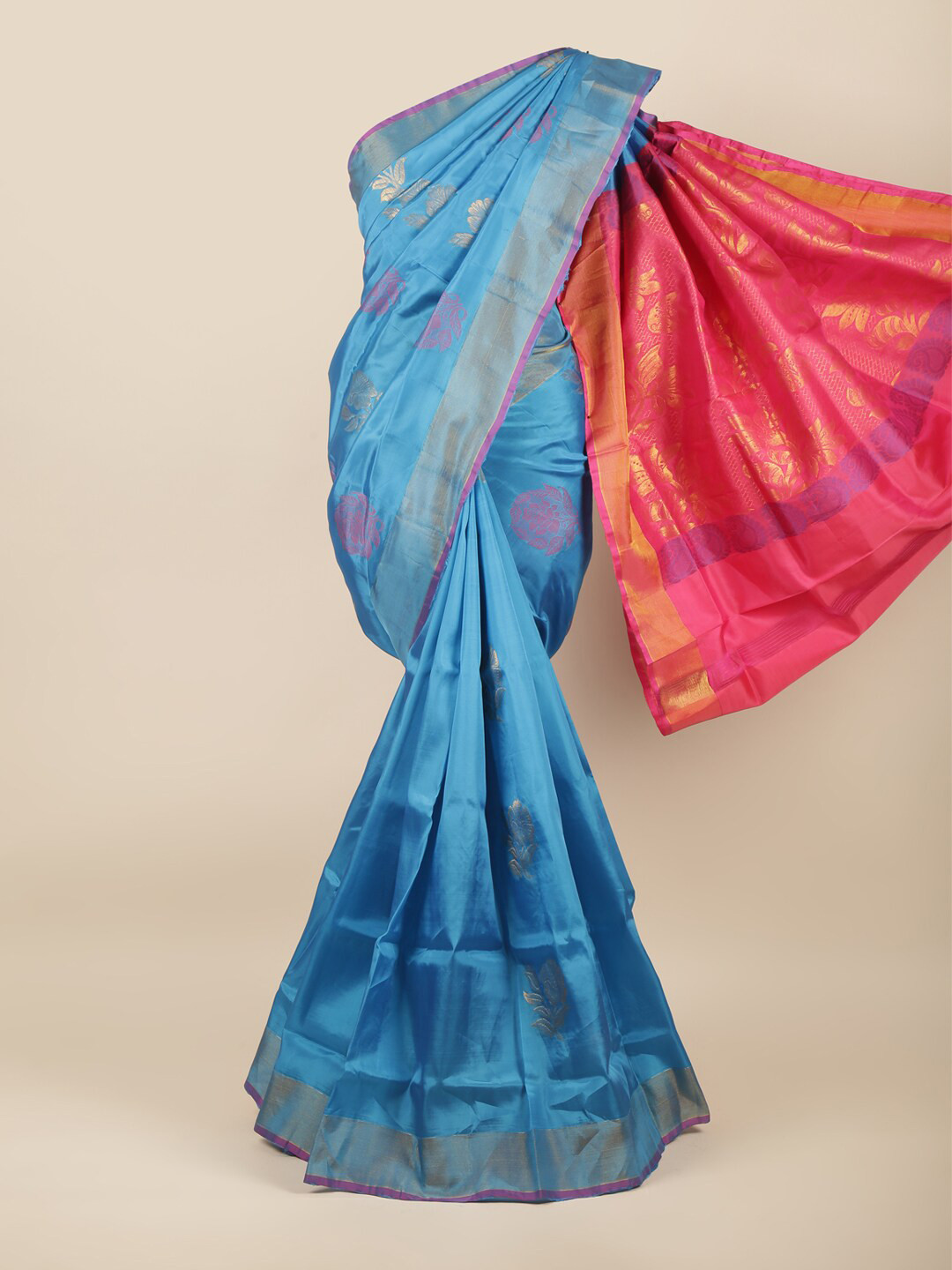 

Pothys Blue & Purple Woven Design Zari Art Silk Saree