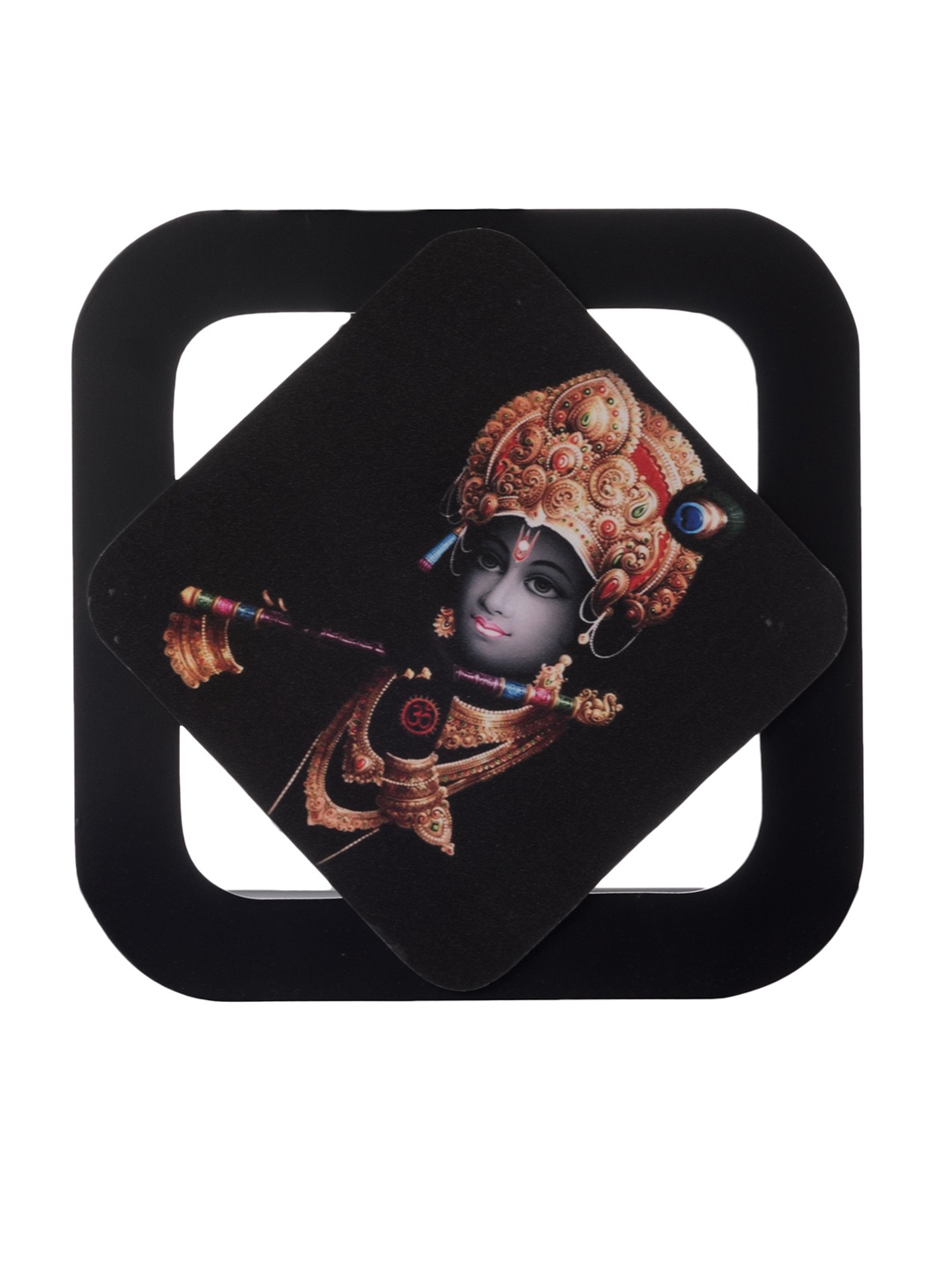 

eCraftIndia Black Krishna Playing Flute Sparkle Velvet Touch UV Wall Art