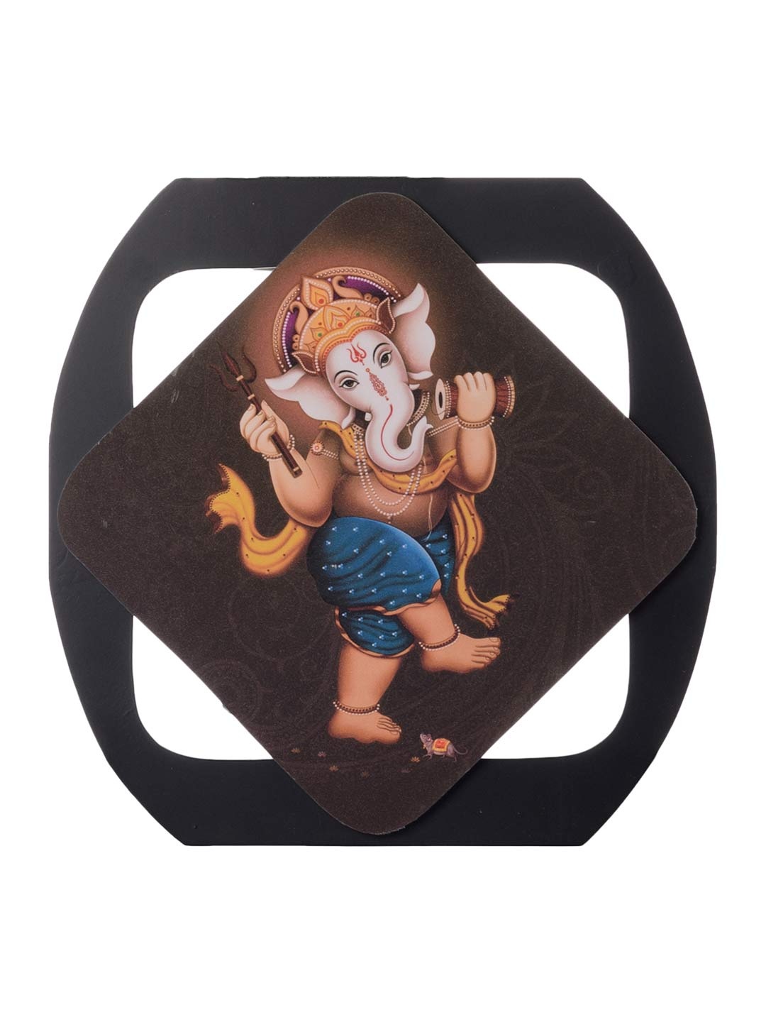 

eCraftIndia Brown Dancing Lord Ganesha UV Wall Art