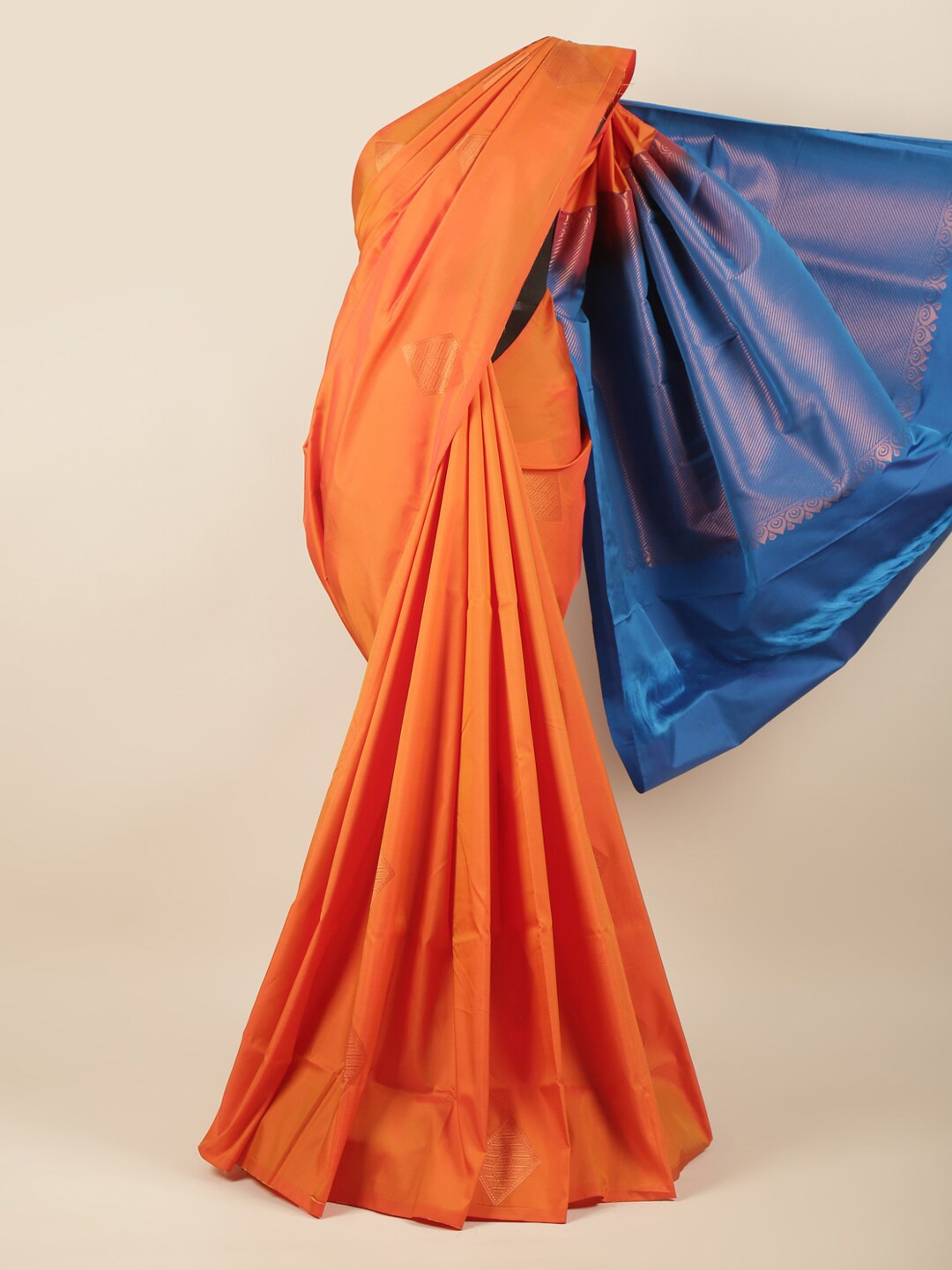 

Pothys Orange & Blue Zari Art Silk Saree