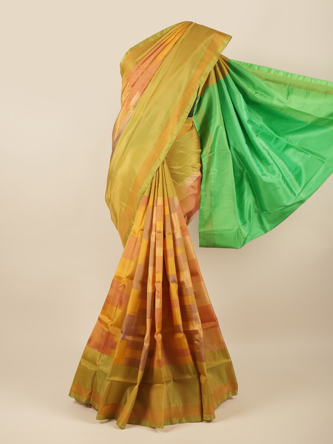 

Pothys Yellow & Green Woven Design Zari Art Silk Saree