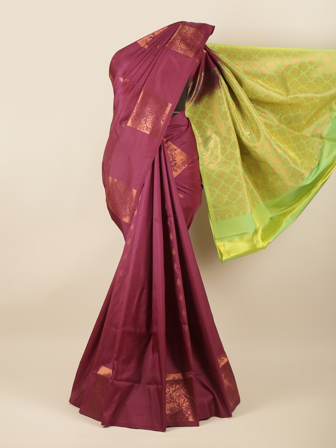 

Pothys Purple & Gold-Toned Woven Design Zari Art Silk Saree