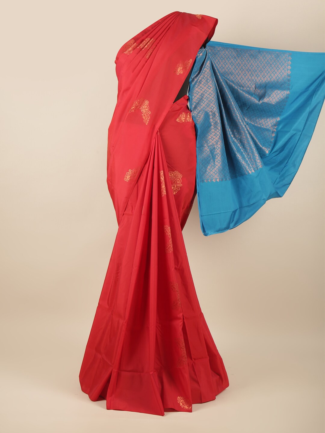

Pothys Red & Blue Woven Design Zari Art Silk Saree