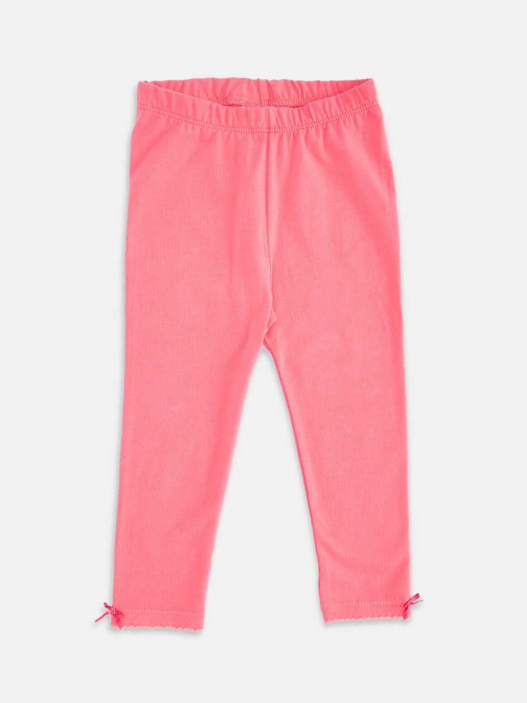 

Pantaloons Baby Girls Coral Pink Solid Pure Cotton Leggings