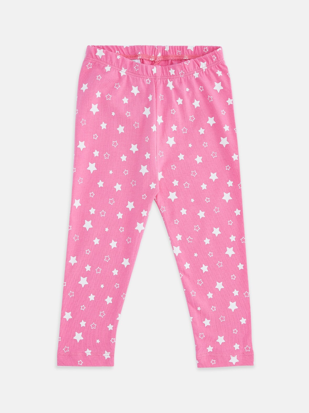 

Pantaloons Baby Girls Fuchsia Pink & White Printed Pure Cotton Leggings