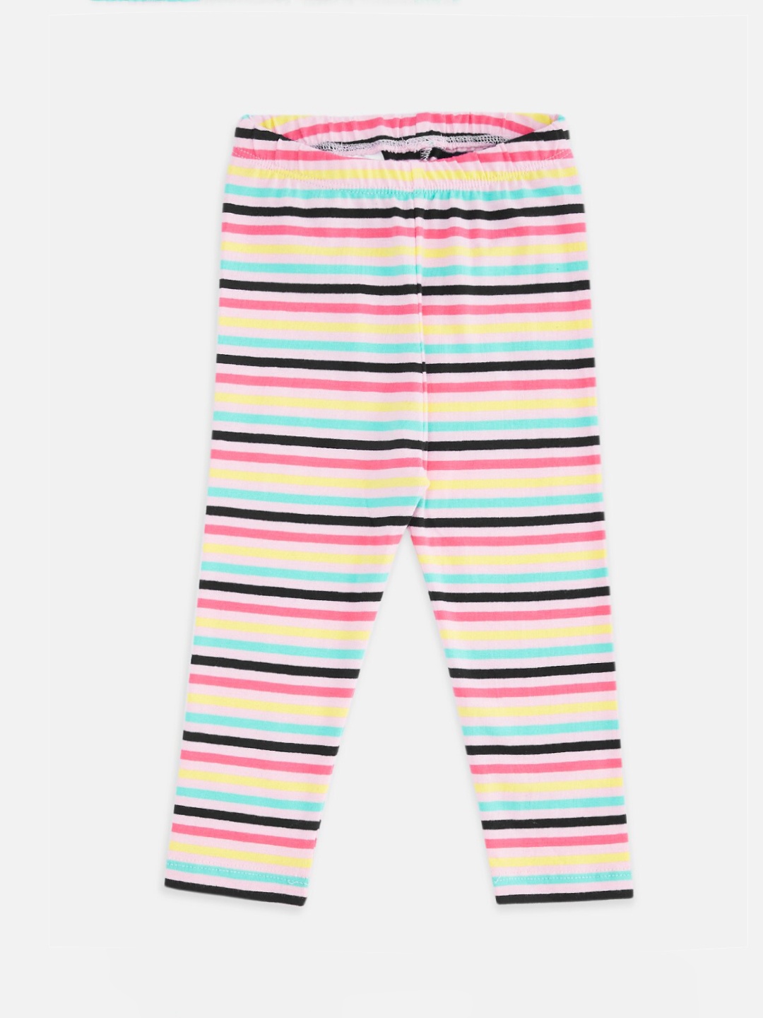 

Pantaloons Baby Girls Pink & Blue Striped Pure Cotton Leggings