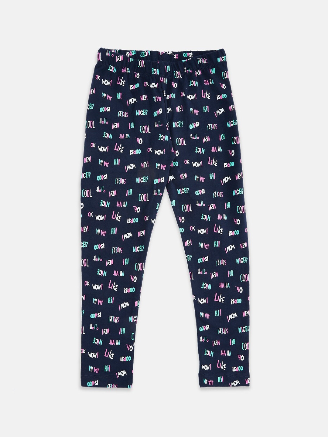 

Pantaloons Junior Girls Navy Blue & White Printed Ankle Length Leggings