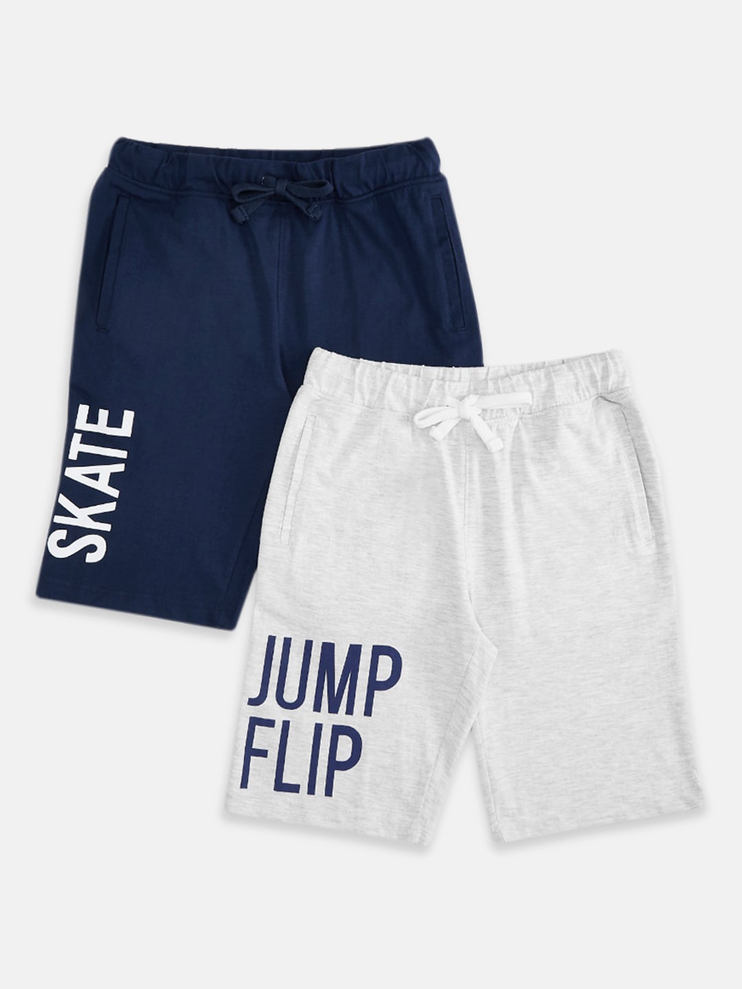 

Pantaloons Junior Boys Set of 2 Typography Printed Pure Cotton Shorts, White