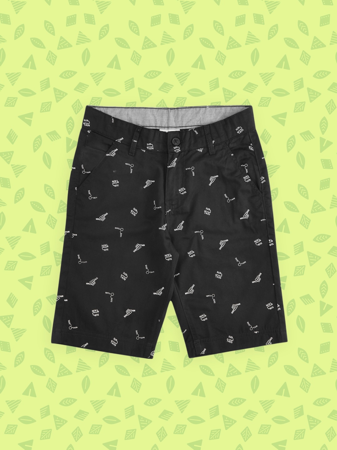 

Pantaloons Junior Boys Black Conversational Printed Shorts