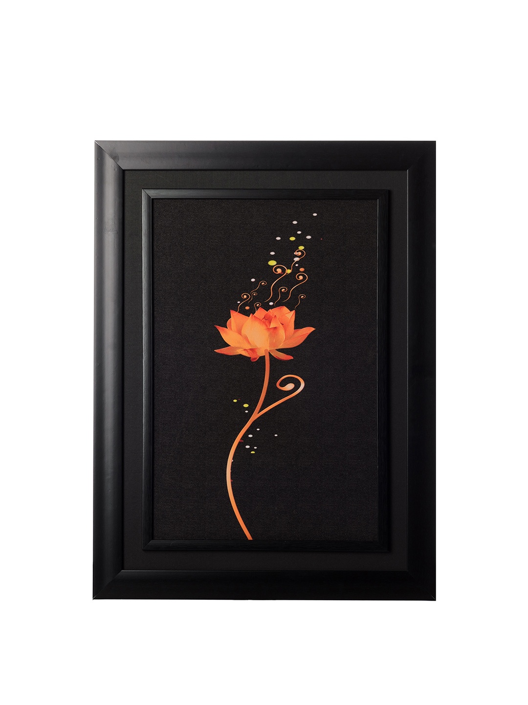 

eCraftIndia Black & Orange Sparkling Rose Framed Wall Art