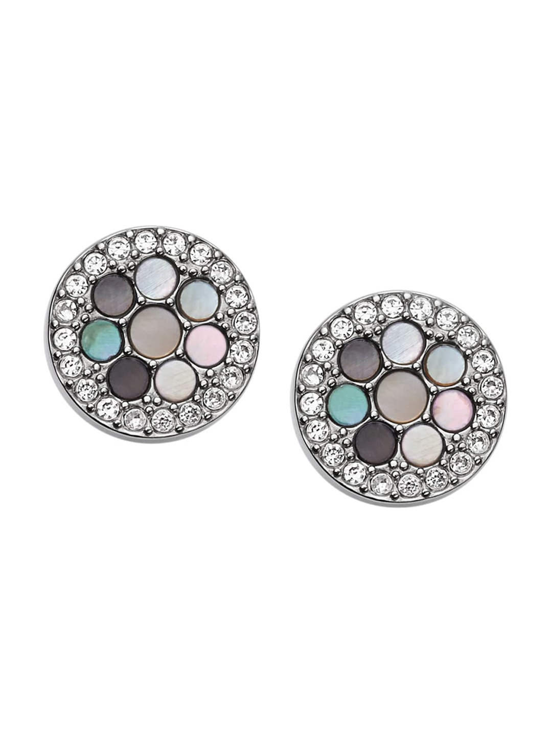 

Fossil Silver-Toned Multicoloured Contemporary Studs