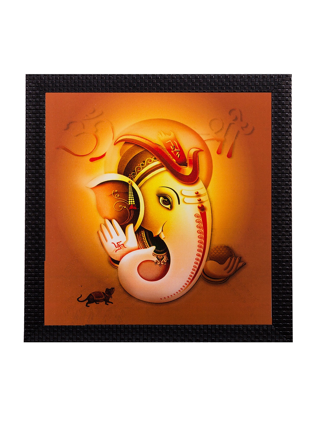 

eCraftIndia Multicoloured Lord Ganesha Matt Textured Framed Wall Art, Multi