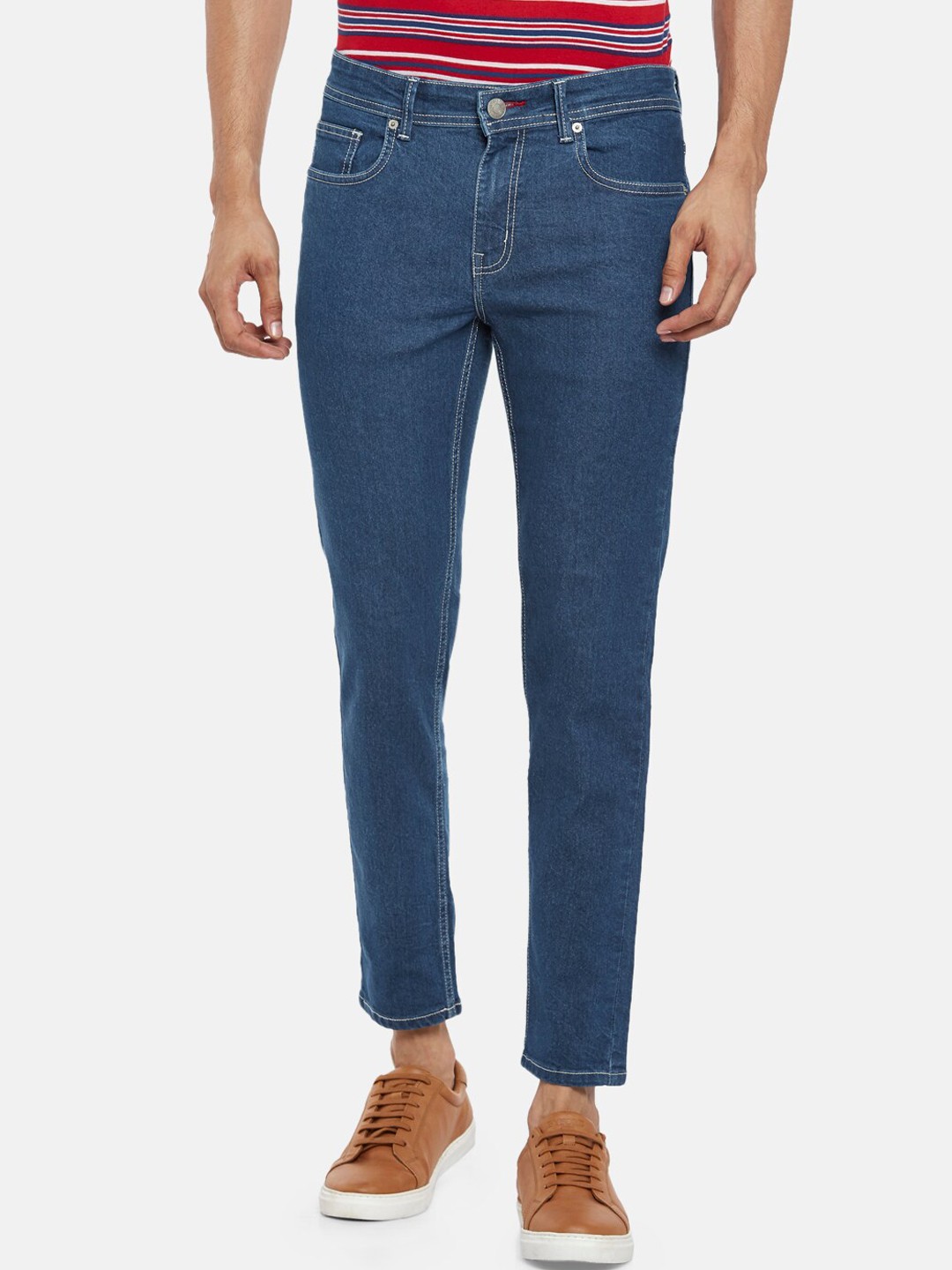 

People Men Blue Skinny Fit Mid-Rise Jeans