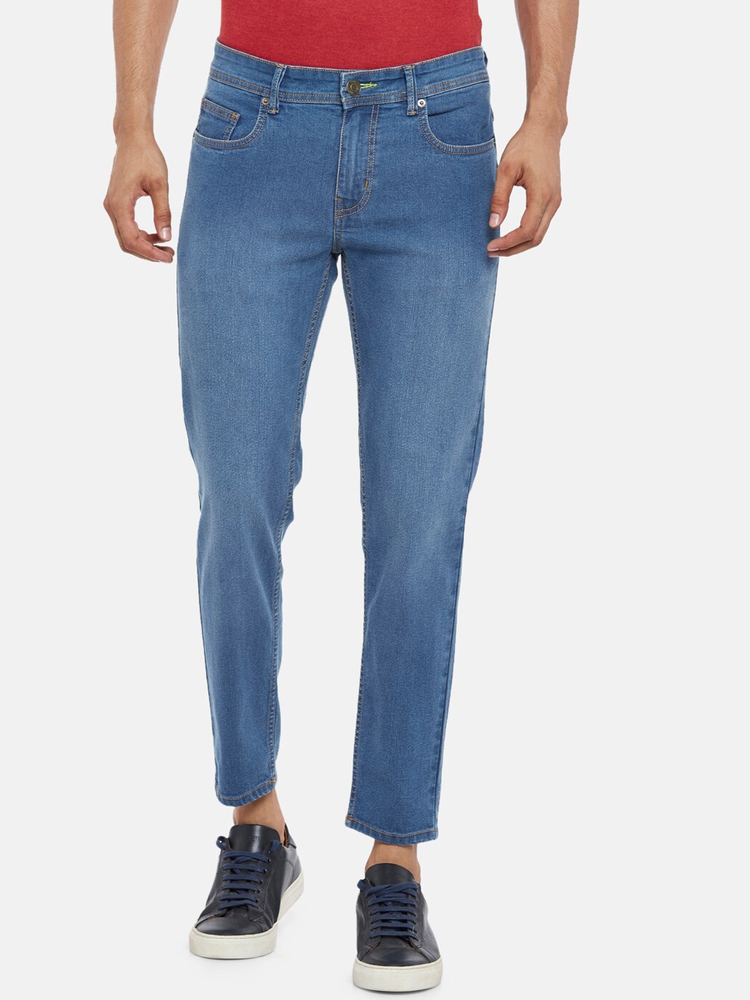 

People Men Blue Skinny Fit Mid-Rise Jeans