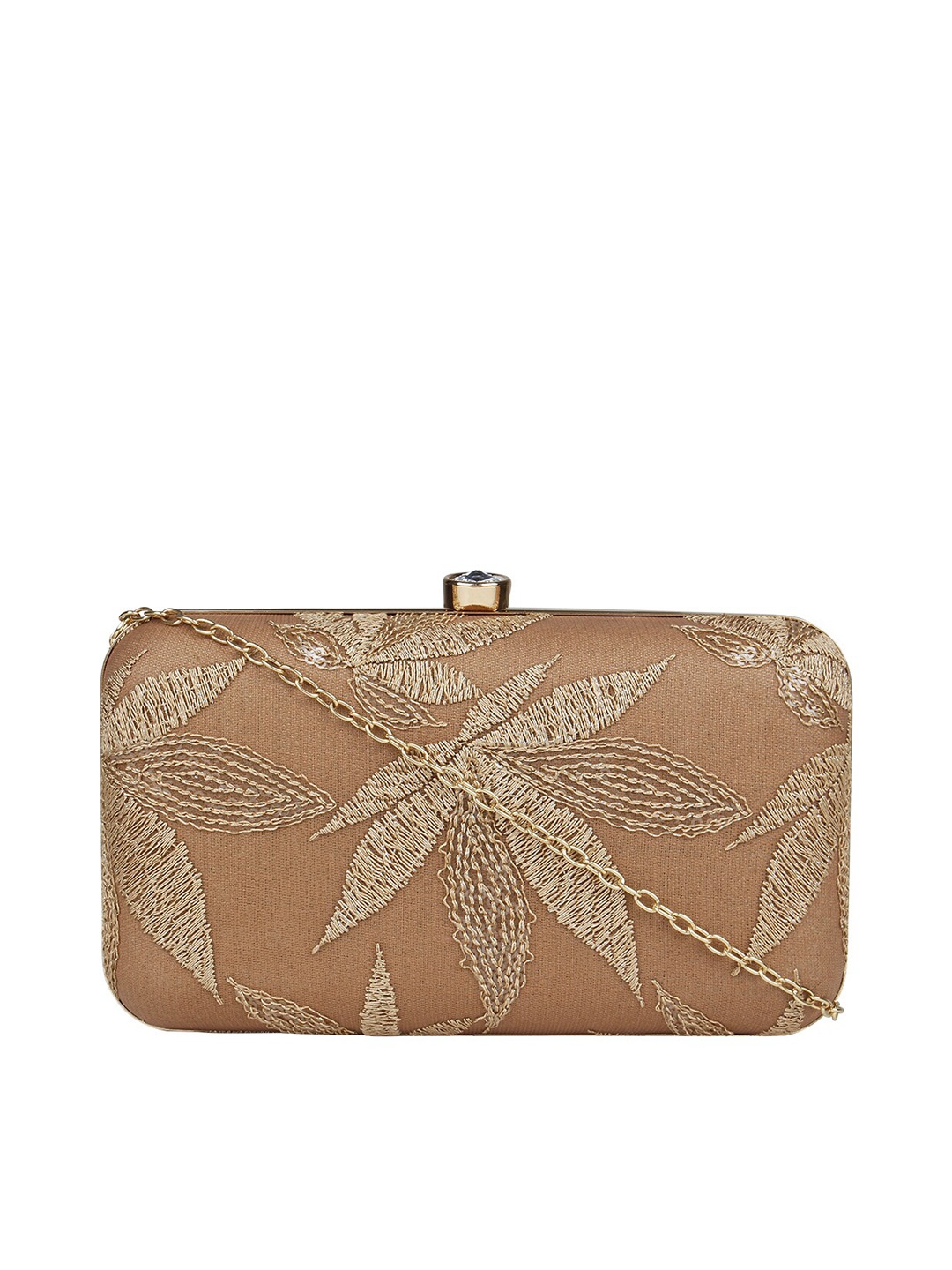 

HORRA Beige Embroidered Box Clutch