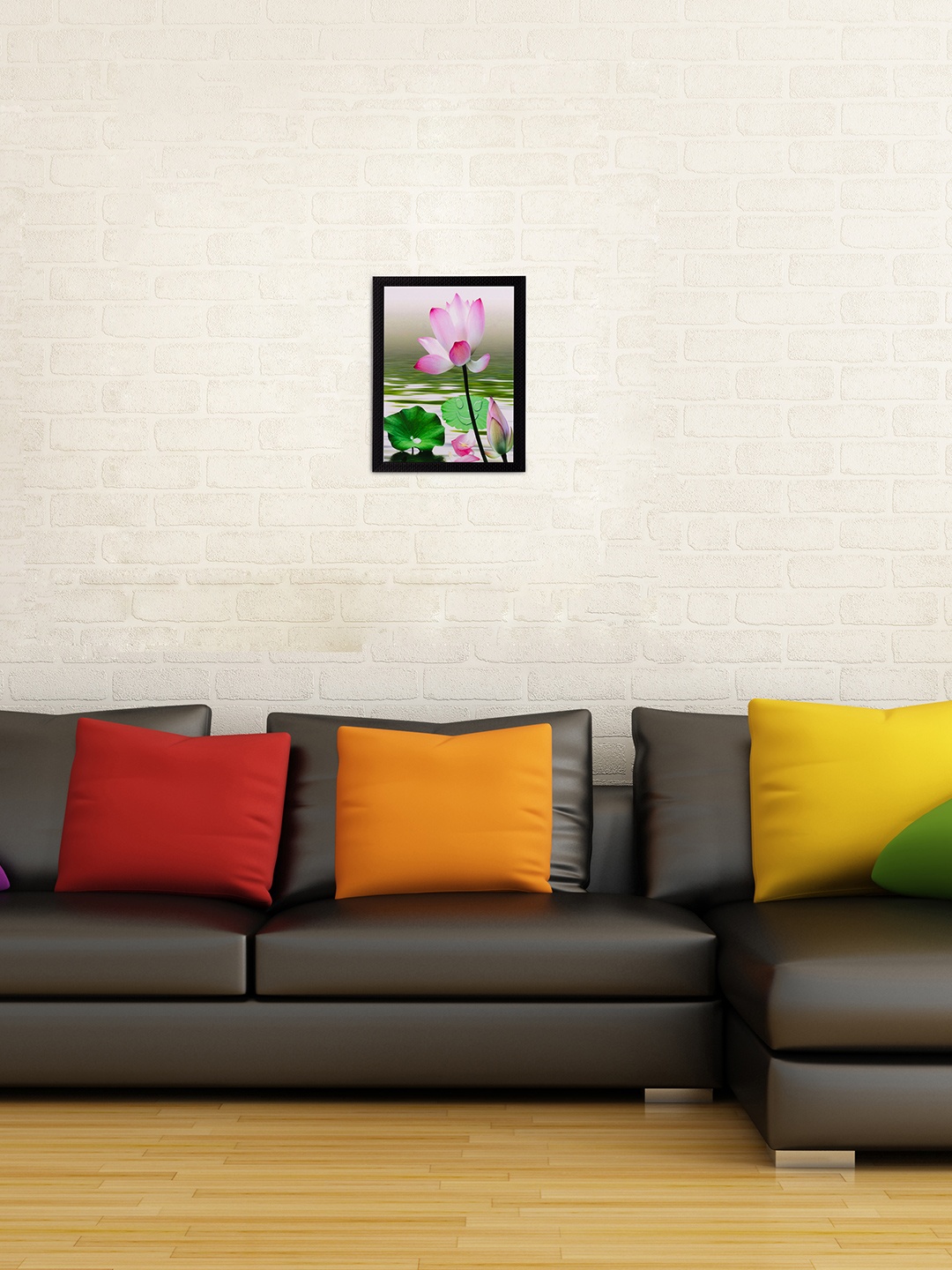 

eCraftIndia Multicoloured Water & Flower Matt Framed UV Wall Art, Multi