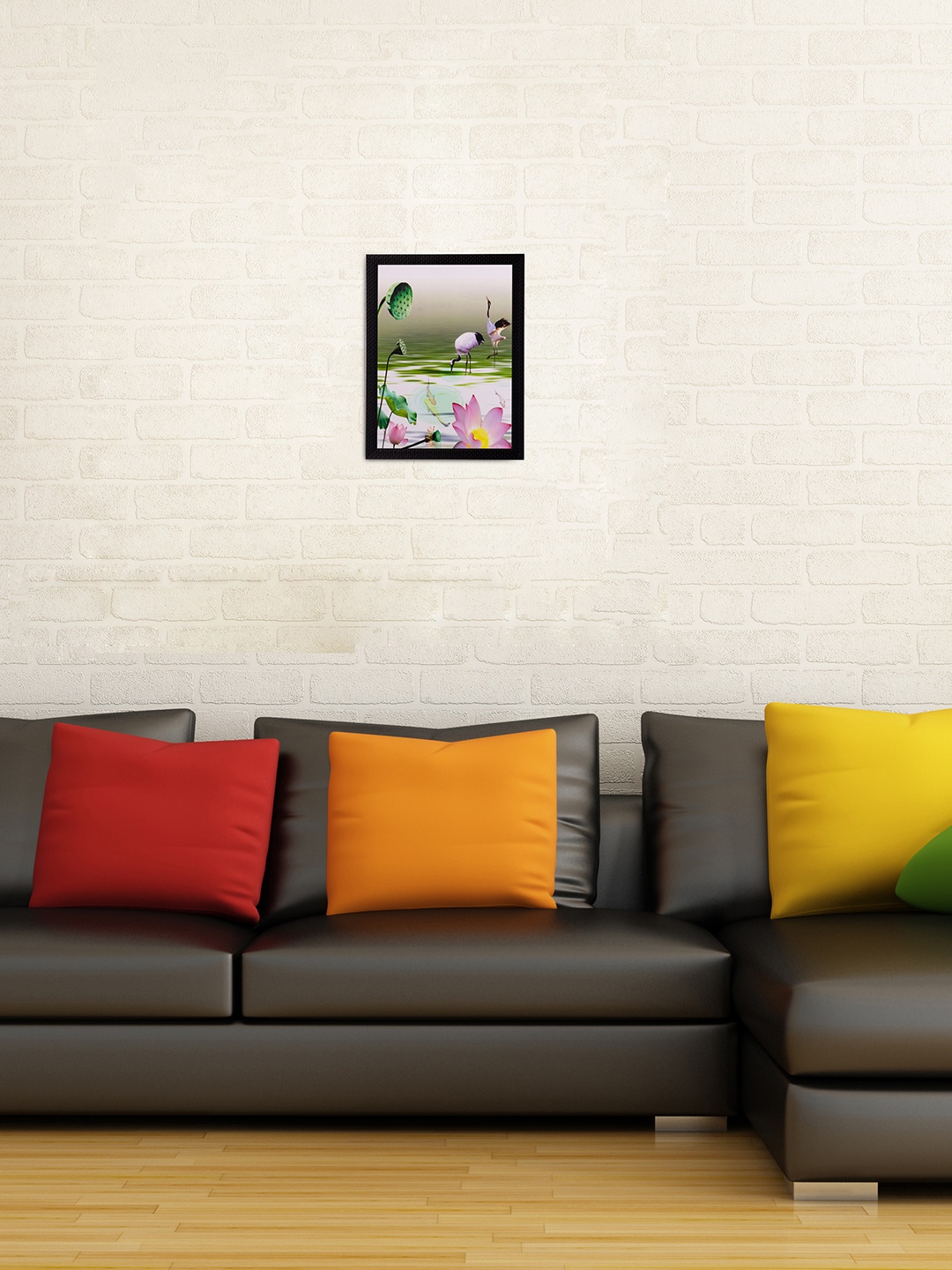 

eCraftIndia Multicoloured Water & Flower Satin Matt Framed UV Wall Art, Multi