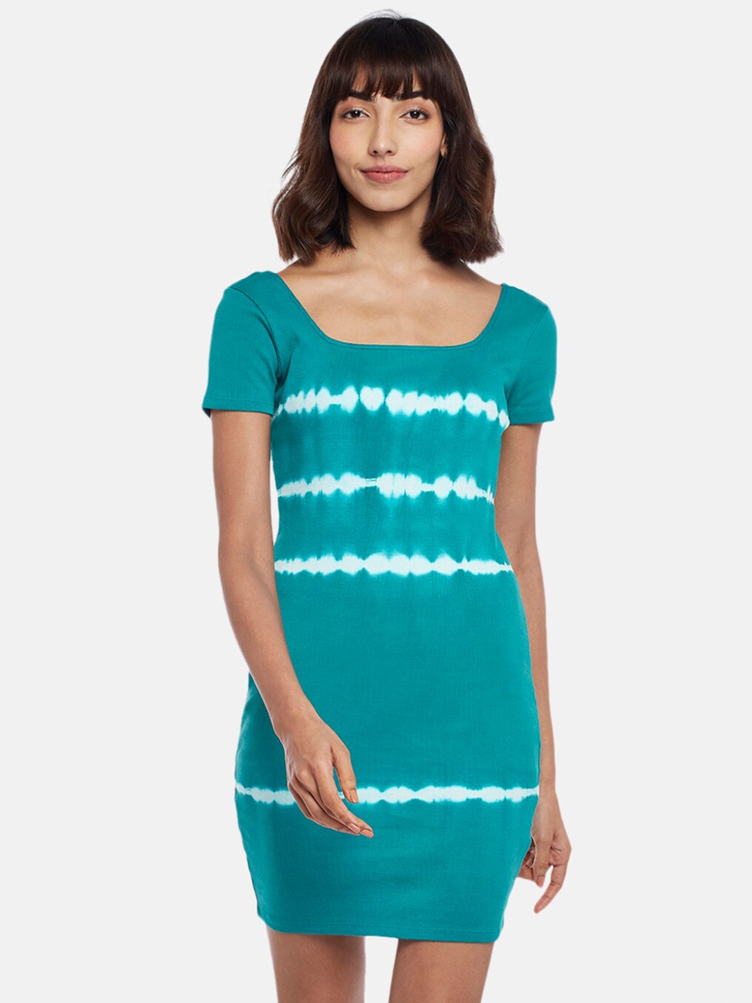 

People Blue Tie and Dye Pure Cotton Bodycon Dress