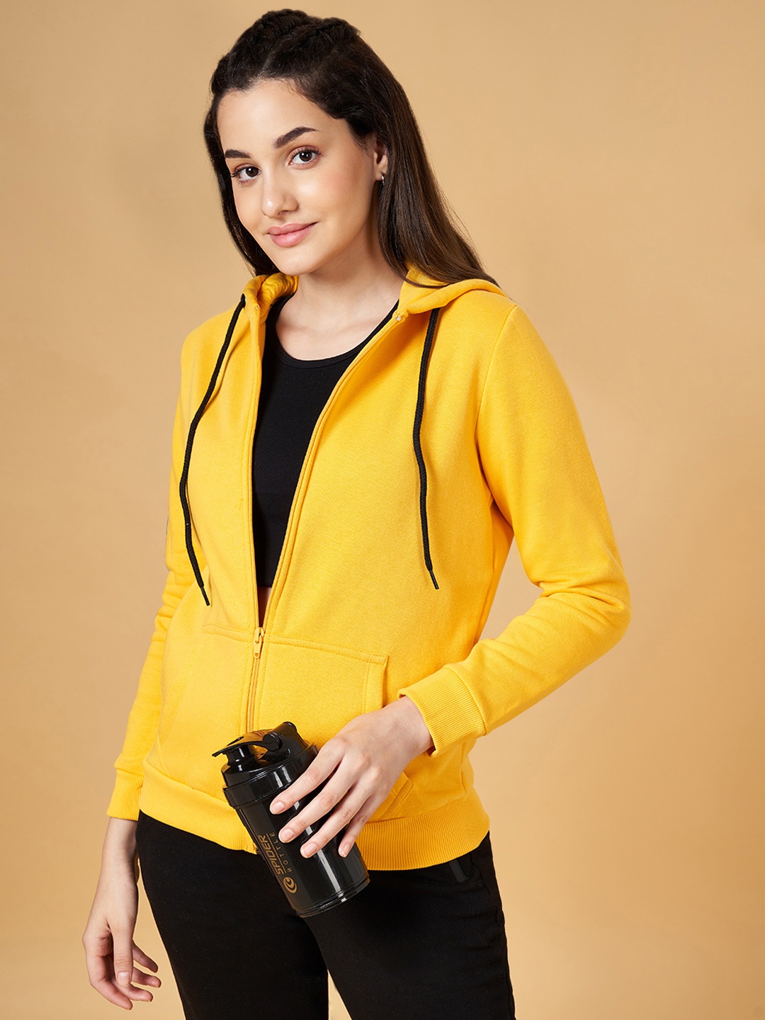 

Ajile by Pantaloons Women Yellow Cotton Blend Sporty Jacket