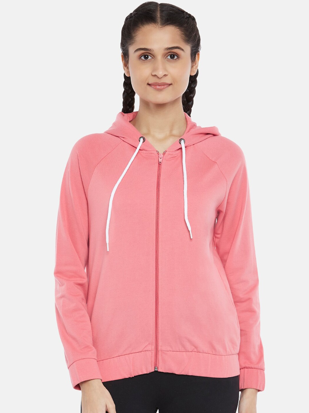 

Ajile by Pantaloons Women Pink Solid Hooded Sweatshirt