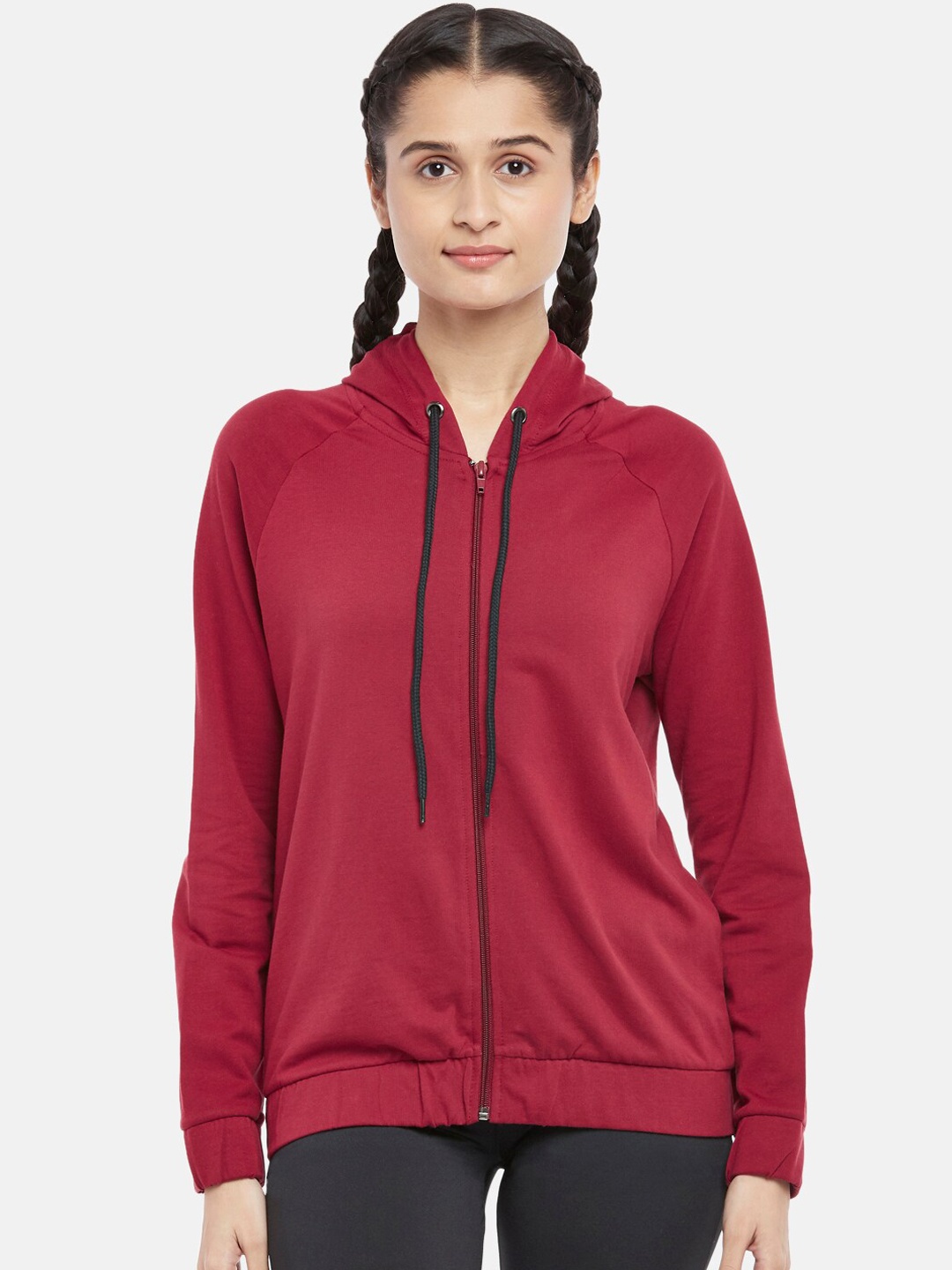 

Ajile by Pantaloons Women Maroon Hooded Sweatshirt