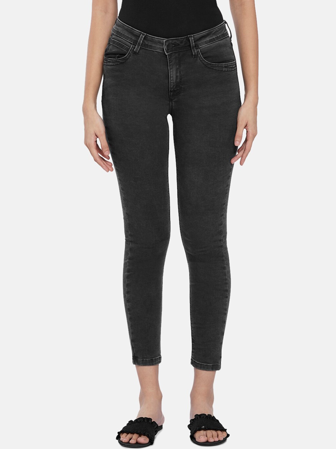 

SF JEANS by Pantaloons Women Black Mid-Rise Skinny Fit Jeans