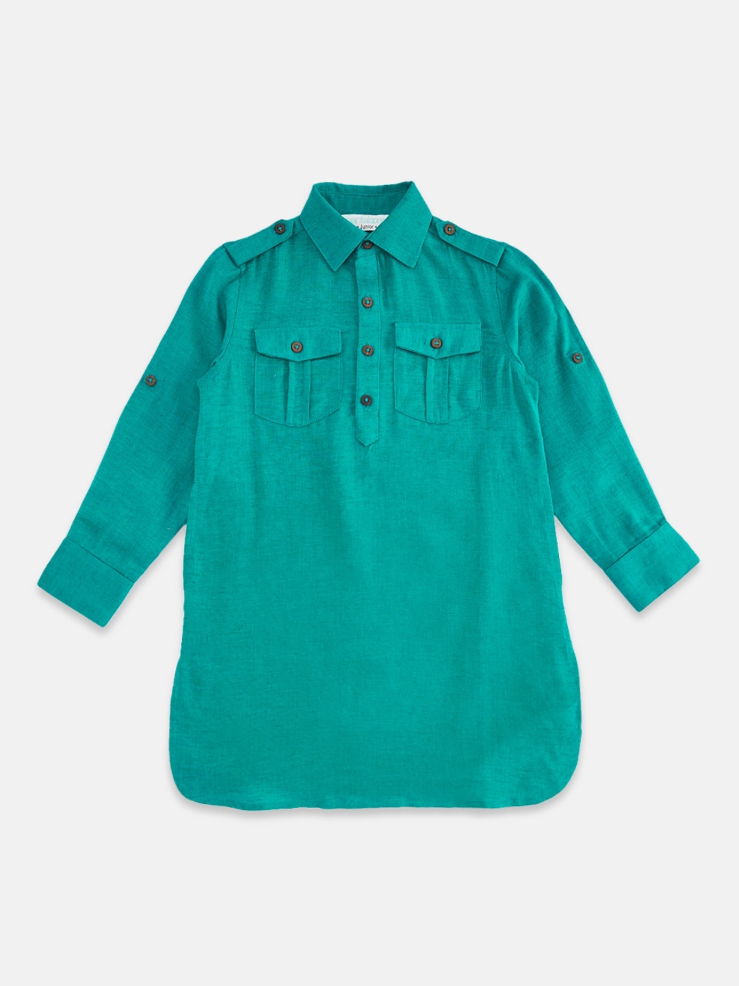 

indus route by Pantaloons Boys Teal Green Pathani Kurta