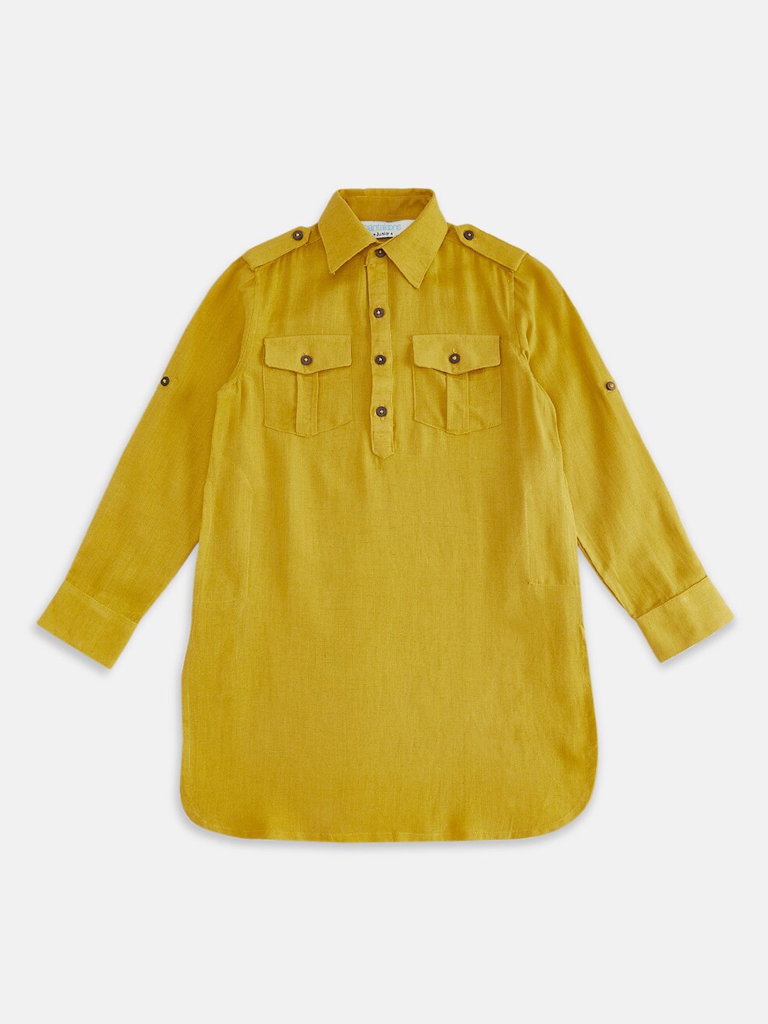 

indus route by Pantaloons Boys Mustard Yellow Thread Work Pathani Kurta