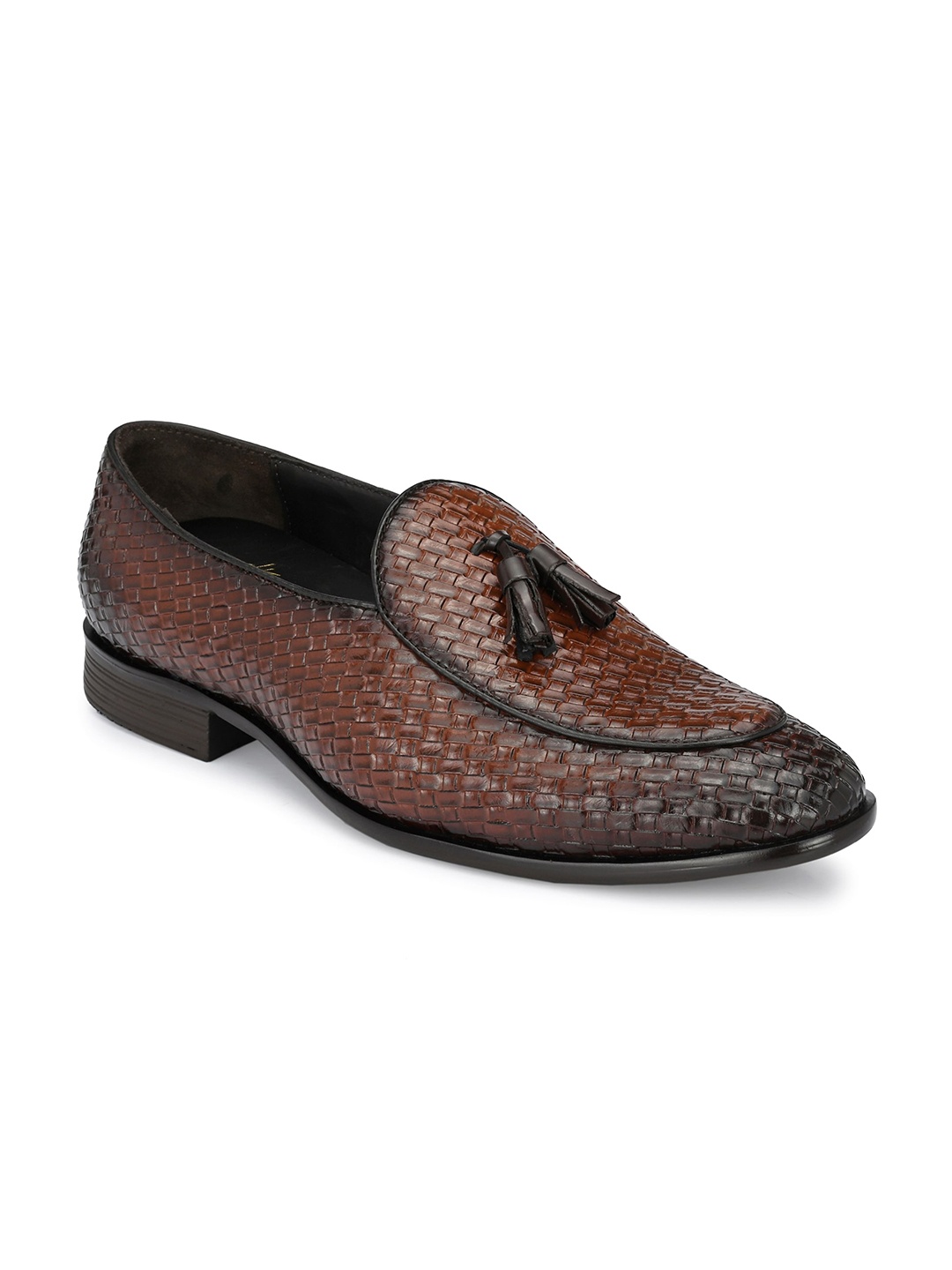 

Harrytech London Men Tan-Coloured Textured Leather Formal Loafers