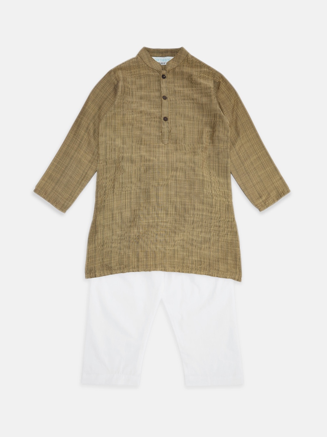 

indus route by Pantaloons Boys Beige Ethnic Motifs Printed Kurta with Pyjamas