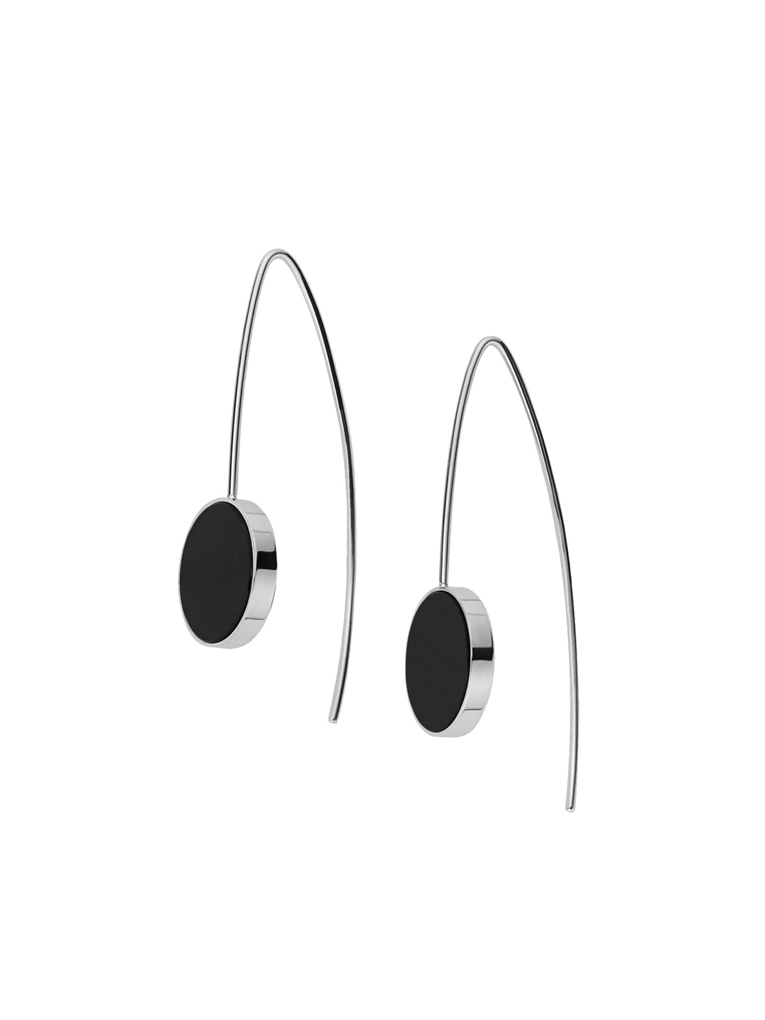 

SKAGEN Women Silver-Toned Black Contemporary Drop Earrings