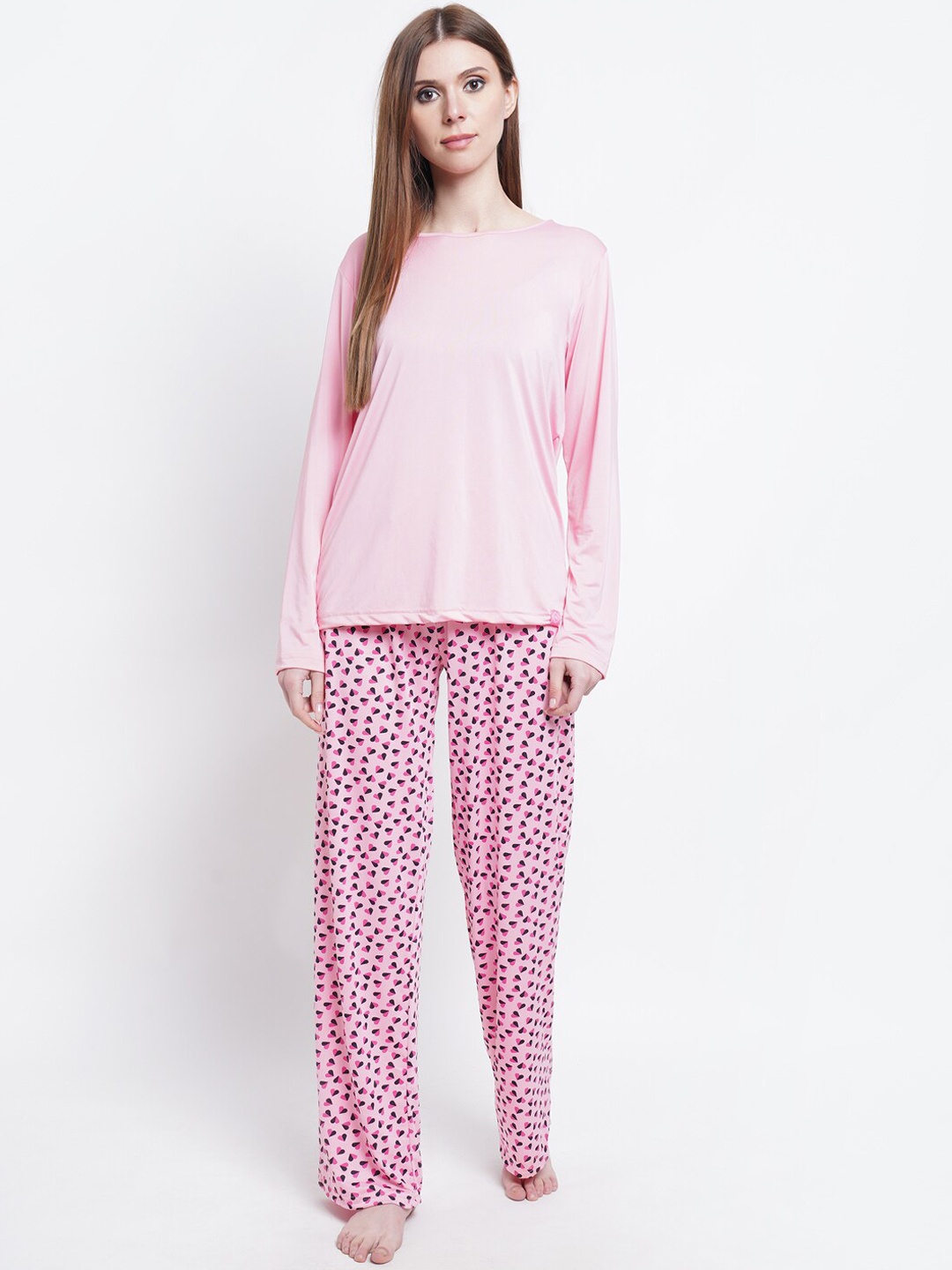 

Purple State Women Pink & Black Night suit