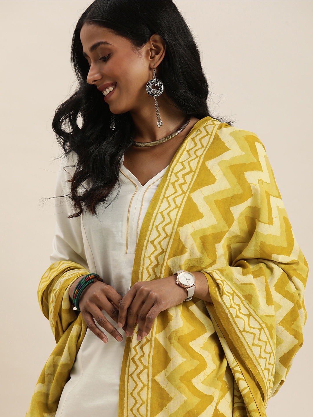 

Taavi Women Green Ethnic Motifs Printed Pure Cotton Bagru Dupatta