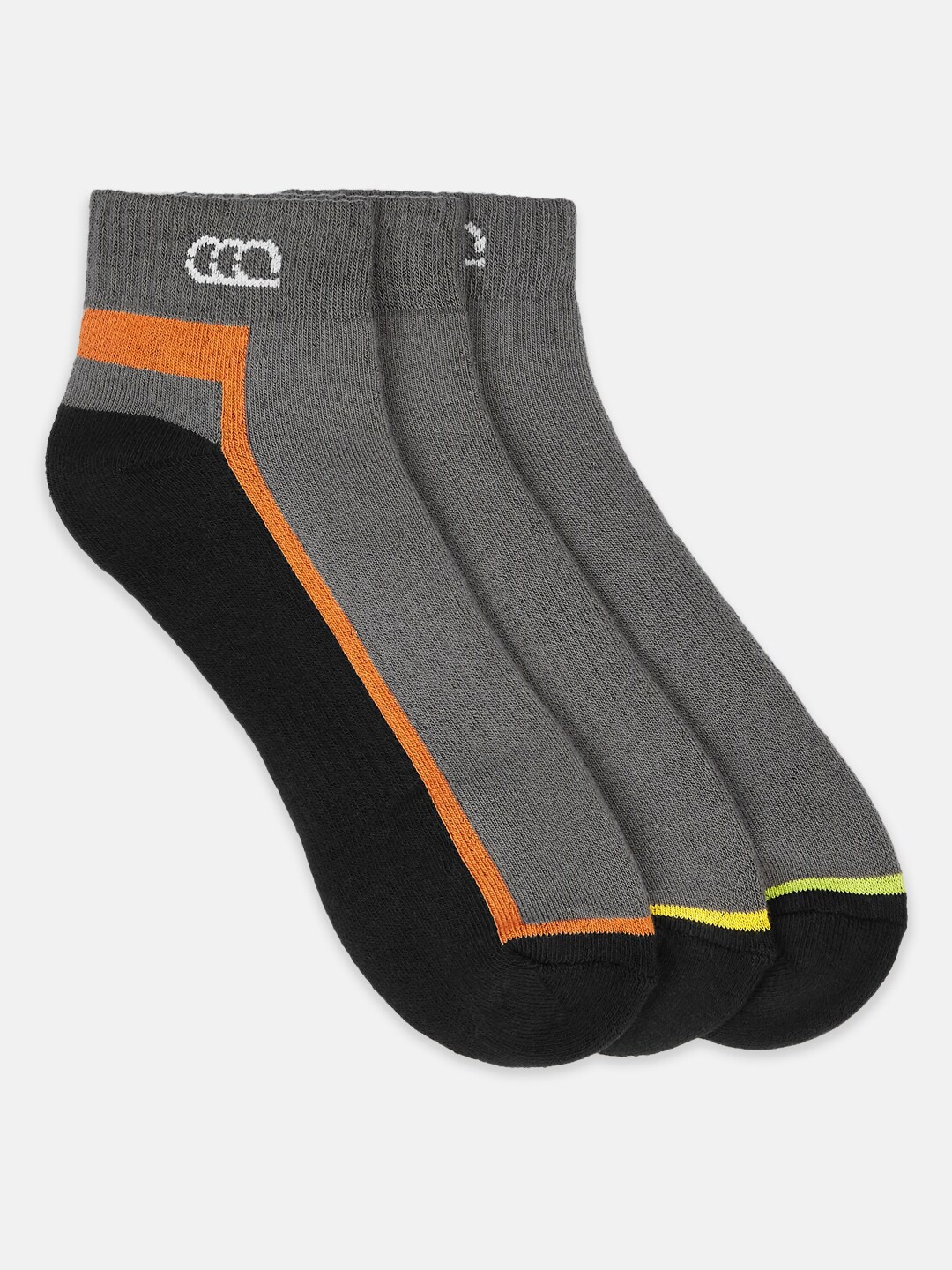 

Ajile by Pantaloons Men Pack of 3 Grey & Orange Patterned Ankle Length Socks