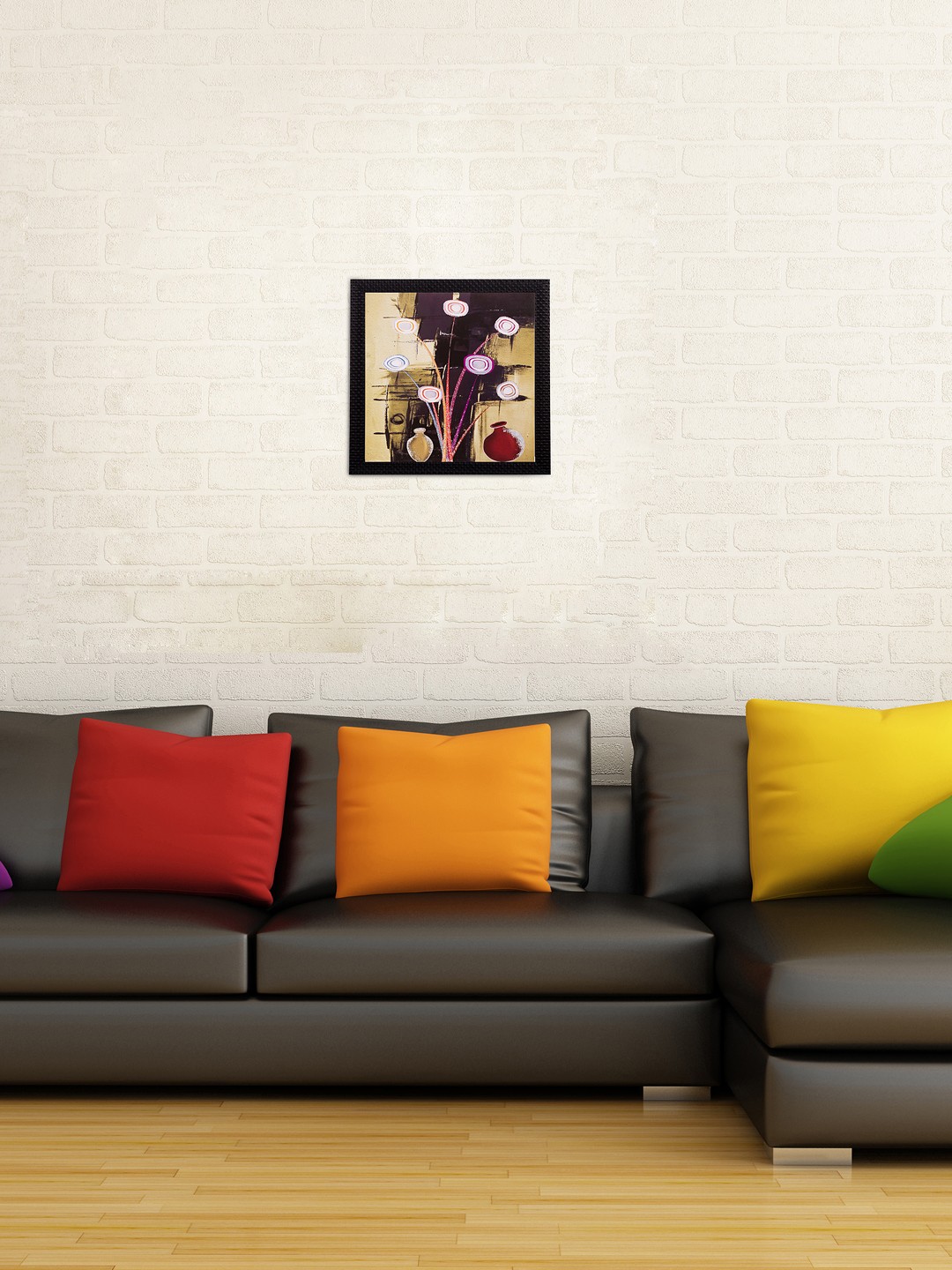 

eCraftIndia Multicoloured Floral Framed UV Wall Art, Multi