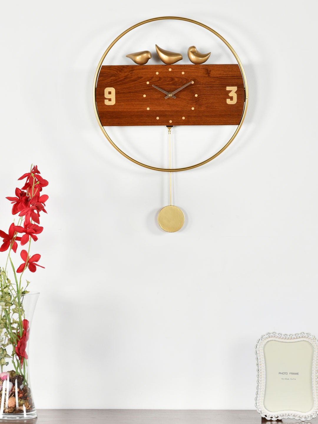 

Athome by Nilkamal Gold-Toned & Brown Traditional Wall Clock