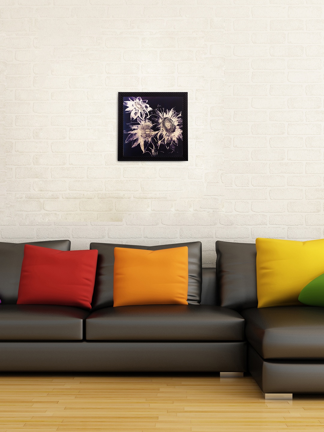 

eCraftIndia Black & White Floral Matt Textured UV Framed Wall Art