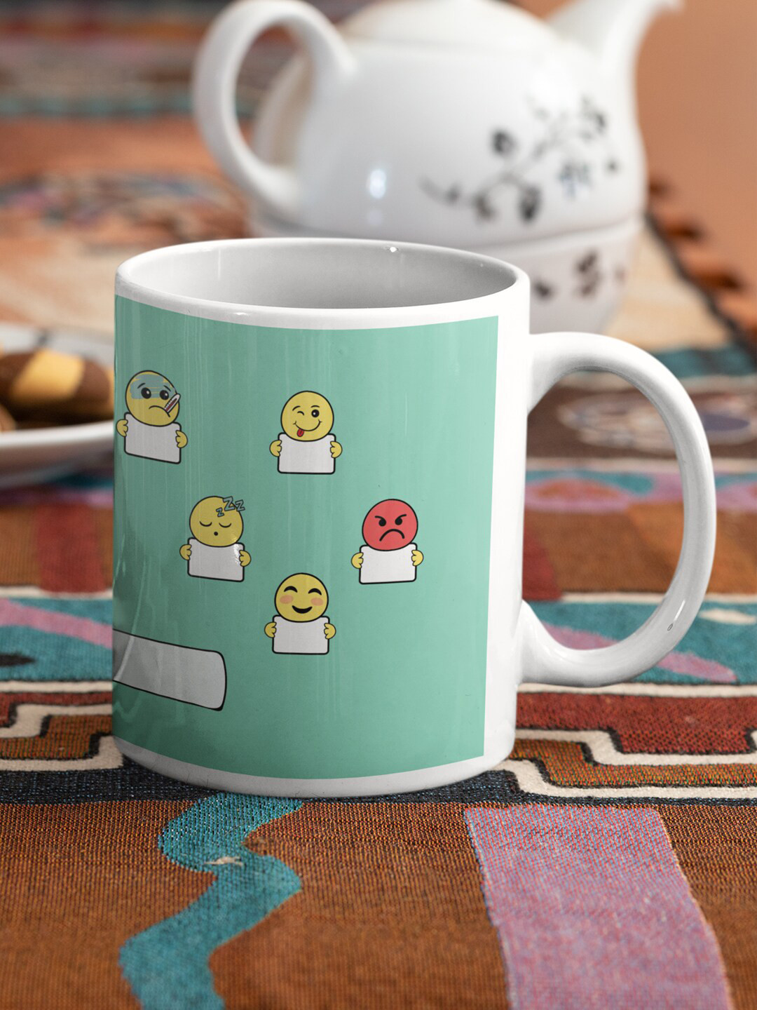 

Oye Happy Green & White Printed Ceramic Glossy Mug