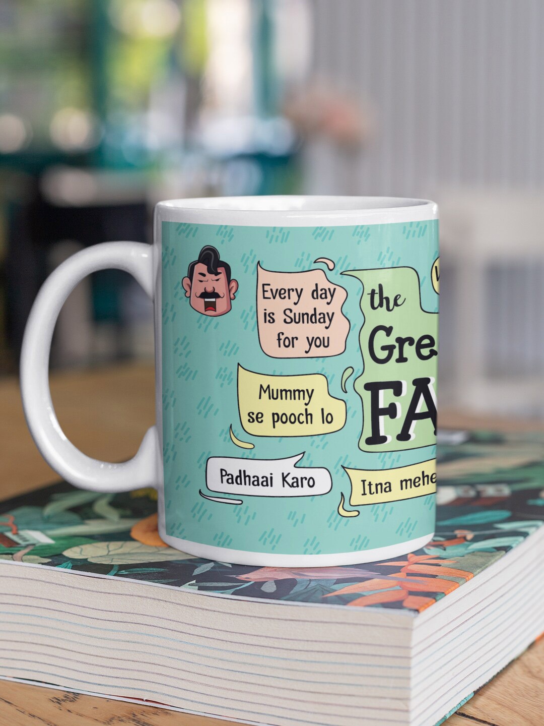

Oye Happy White & Green Printed Ceramic Glossy Mugs