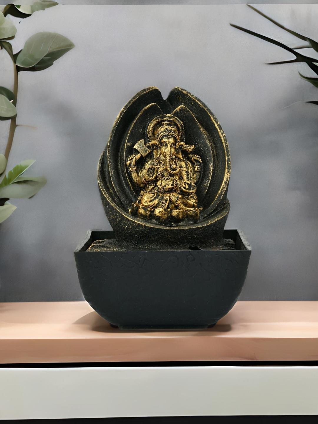 

Athome by Nilkamal Gold-Toned & Black Ganesha & Pot Water Fountain