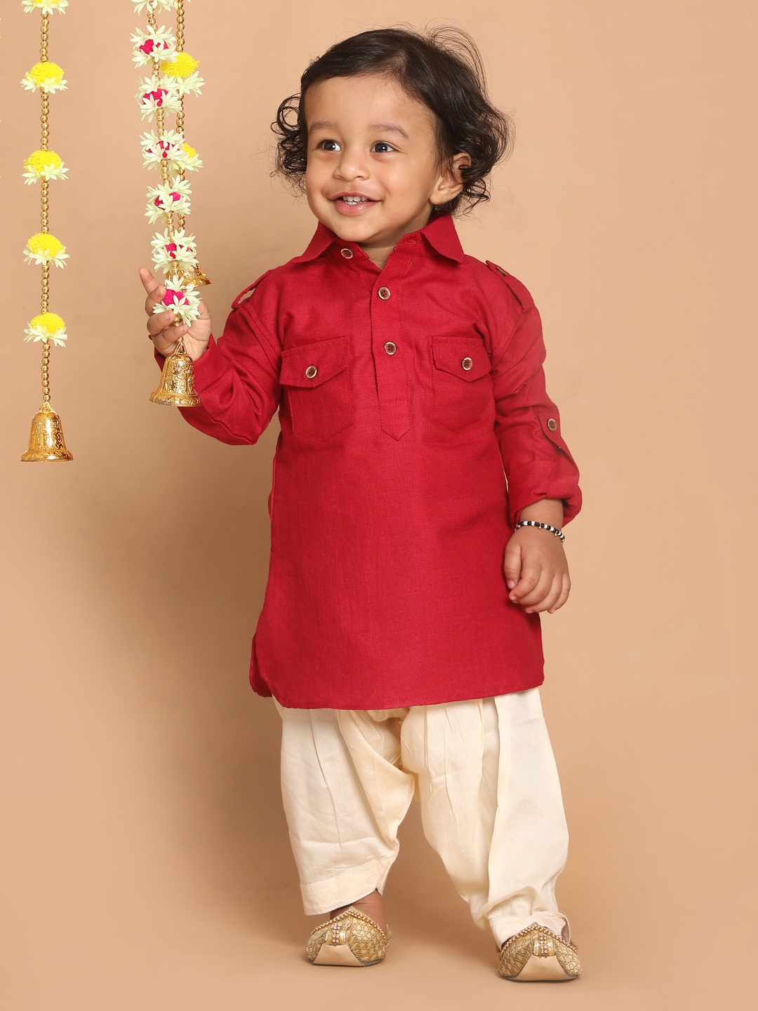 

VASTRAMAY Boys Pathani Kurta with Patiala, Maroon