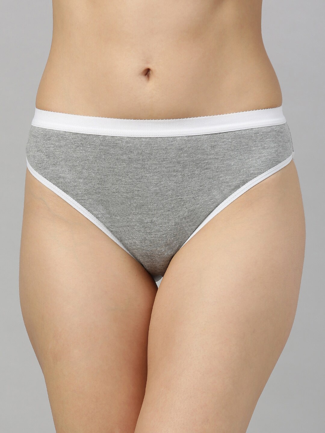 

Berrys Intimatess Women Grey & White Solid Bikini Briefs BI-NMB-1803PS