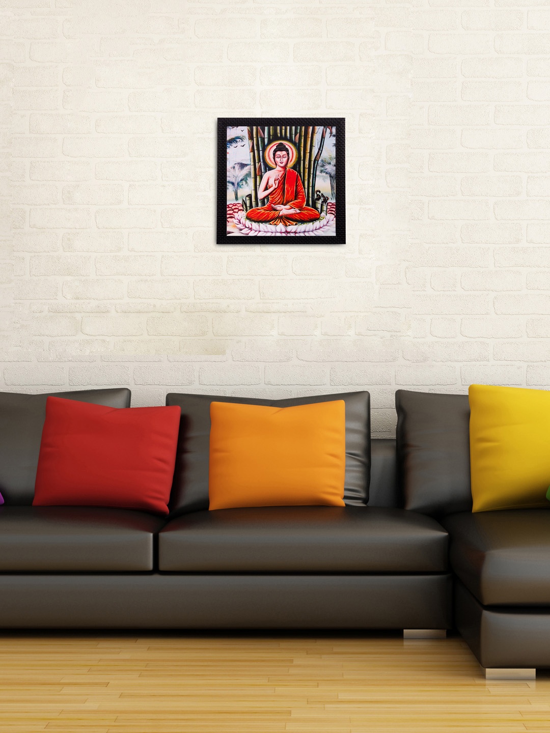 

eCraftIndia Orange Meditating Buddha UV Wall Art