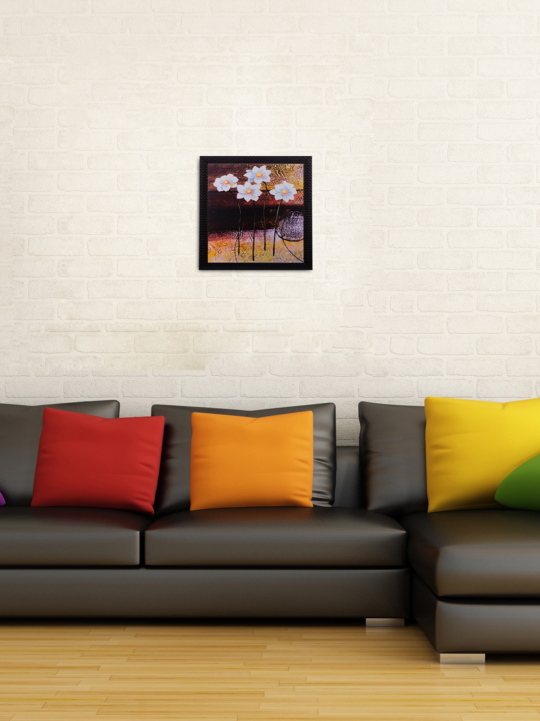 

eCraftIndia Multicoloured Floral Matt Textured UV Framed Wall Art, Multi