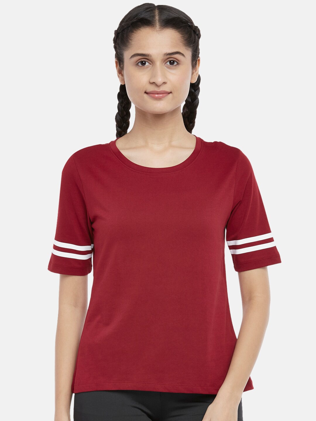 

Ajile by Pantaloons Maroon Pure Cotton Top